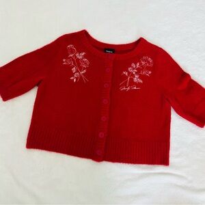torrid Red Cropped Embroidered Marilyn Monroe Button-Front Cardigan